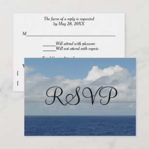 Wedding RSVP Ocean Waves Fluffy White Clouds Card