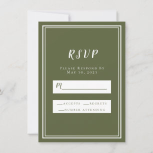 Wedding RSVP Olive Green Simple Chic Minimalist 