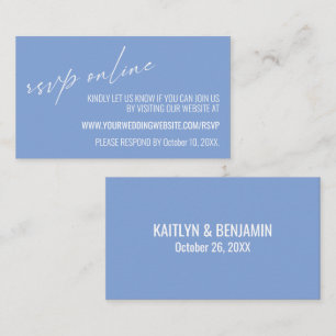 Wedding RSVP Online Contemporary Periwinkle Blue Enclosure Card