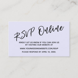Wedding RSVP Online Handwriting Lavender Enclosure Card