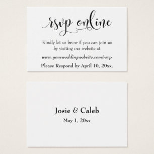 Wedding RSVP Online Insert Black Script, White, 01