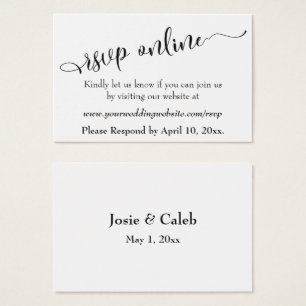 Wedding RSVP Online Insert Black Script, White, 07