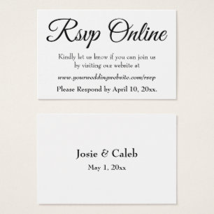 Wedding RSVP Online Insert Black Script, White, 09