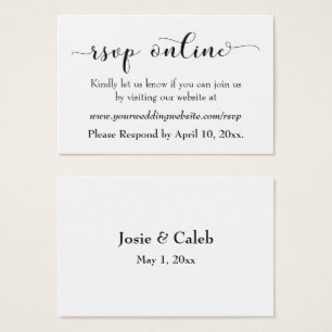 Wedding RSVP Online Insert Black Script, White, 12