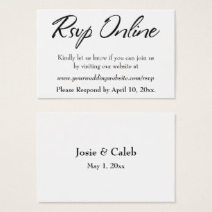 Wedding RSVP Online Insert Black Script, White, 16