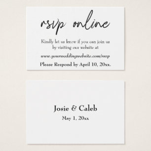Wedding RSVP Online Insert Black Script, White, 18