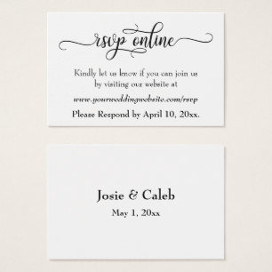 Wedding RSVP Online Insert Black Script, White, 19