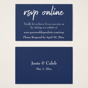 Wedding RSVP Online Insert Navy Script & White, 14