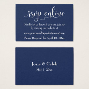 Wedding RSVP Online Insert White Script & Navy, 01