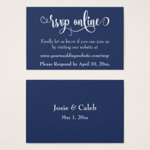 Wedding RSVP Online Insert White Script & Navy, 10