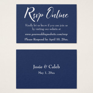 Wedding RSVP Online Insert White Script & Navy, 13