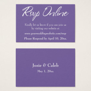 Wedding RSVP Online Insert White Script & Purple
