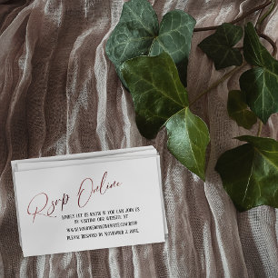 Wedding RSVP Online Rose Gold Elegant Handwriting Enclosure Card