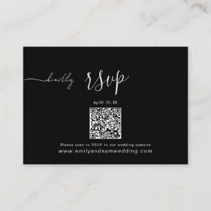 Wedding RSVP Pack QR Code Minimalist Black Business Card