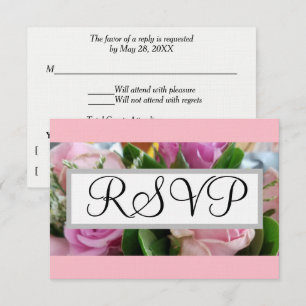Wedding RSVP :Pastel Pink Roses Greenery