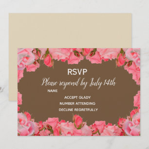 Wedding RSVP pink blush roses country rustic Invitation
