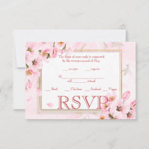 Wedding RSVP Pink Cherry Blossom Card
