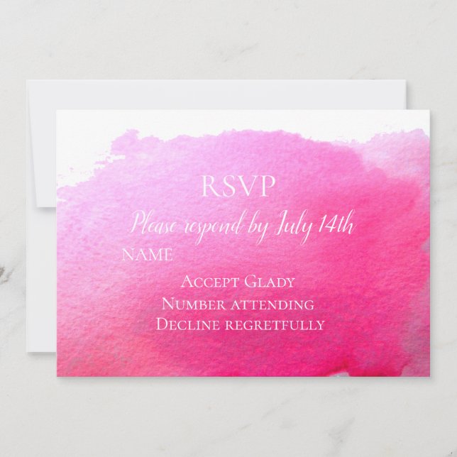 Wedding RSVP pink modern watercolor RSVP Invitation (Front)