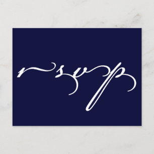 Wedding RSVP Postcard Navy Blue