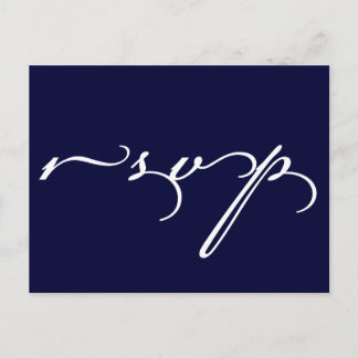 Wedding RSVP Postcard Navy Blue