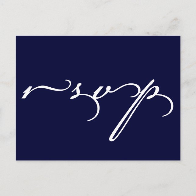 Wedding RSVP Postcard Navy Blue (Front)