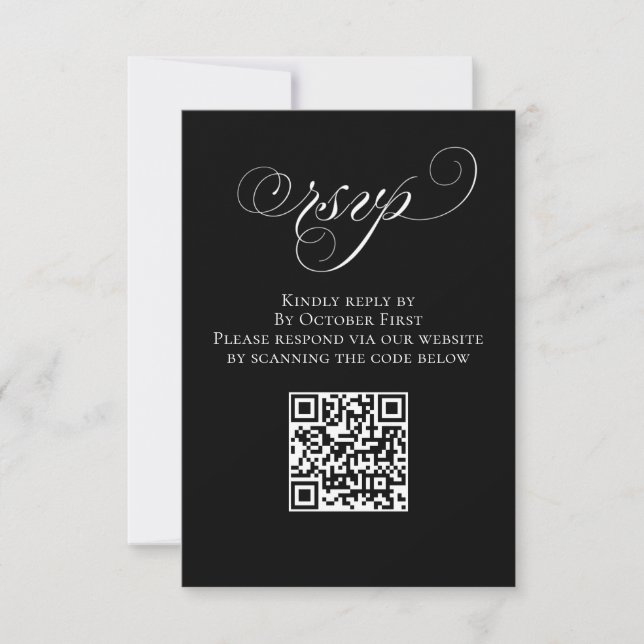 Wedding RSVP QR Code Black and White (Front)