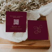 Wedding RSVP QR Code Illustrated Locket Monogram