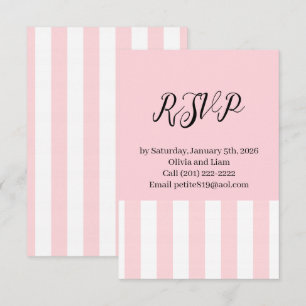 Wedding RSVP, Respond Card Pink & White Stripe