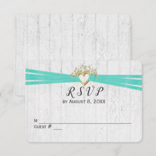 Wedding RSVP Ribbon Heart Invitation
