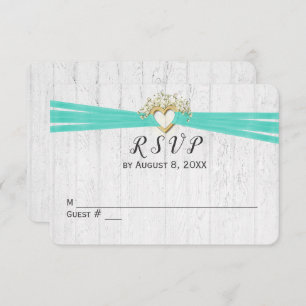 Wedding RSVP Ribbon Heart Invitation
