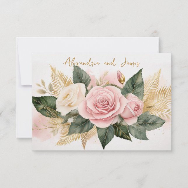  Wedding RSVP Rose bouquet Card (Front)