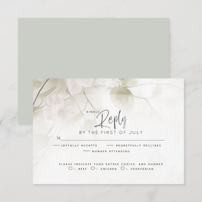Wedding RSVP | Rustic Blush Pink Peach Blossoms  Card (Front/Back)