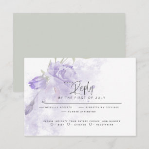 Wedding RSVP   Rustic Painterly Purple Floral Card
