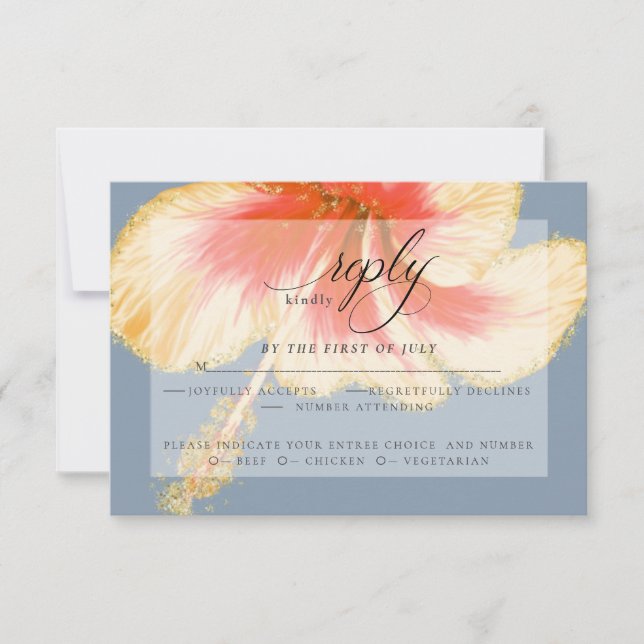 Wedding RSVP | Scarlet Watercolor Hibiscus Flower (Front)