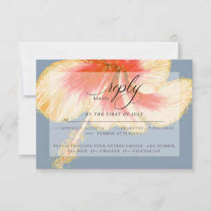 Wedding RSVP   Scarlet Watercolor Hibiscus Flower