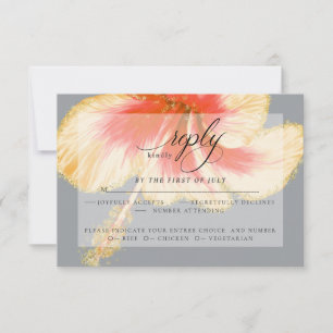 Wedding RSVP   Scarlet Watercolor Hibiscus Flower Card