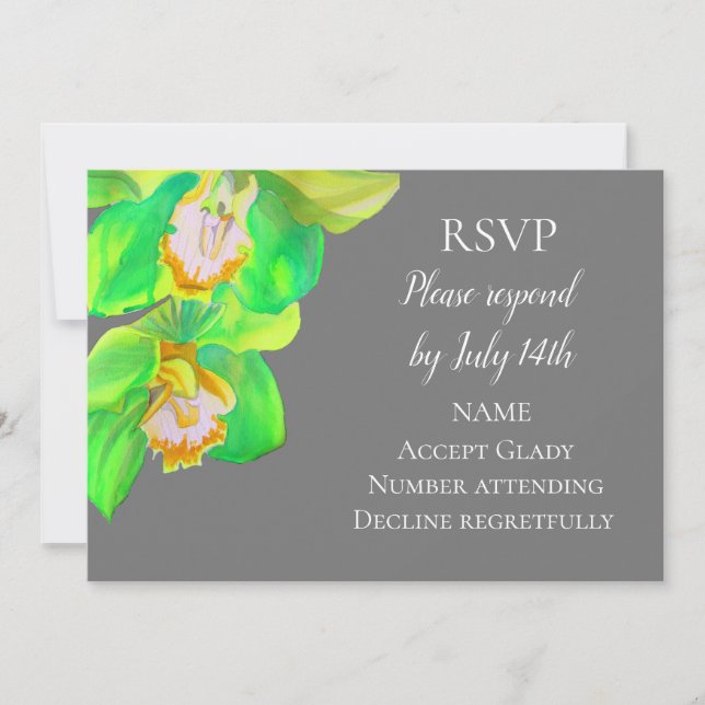 Wedding RSVP simple flower orchid watercolor Invitation (Front)