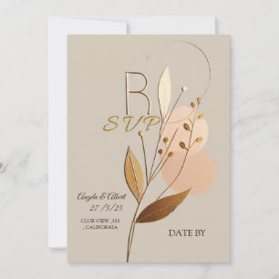 wedding rsvp  simple golden hints card art design
