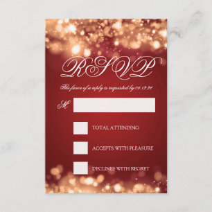 Wedding RSVP Sparkling Lights Gold Card