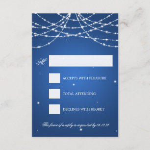 Wedding RSVP Sparkling String Blue Card