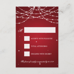 Wedding RSVP Sparkling String Red Card