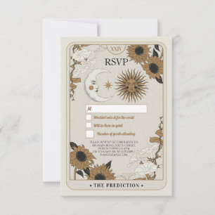 Wedding RSVP Tarot Moon Stars Aligned Respond Card