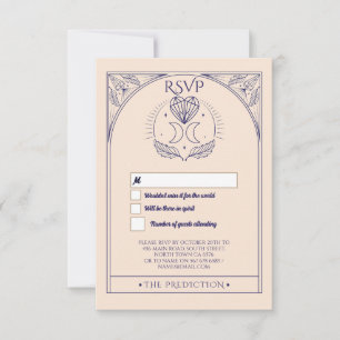 Wedding RSVP Tarot Moon Stars Hearts Respond Card