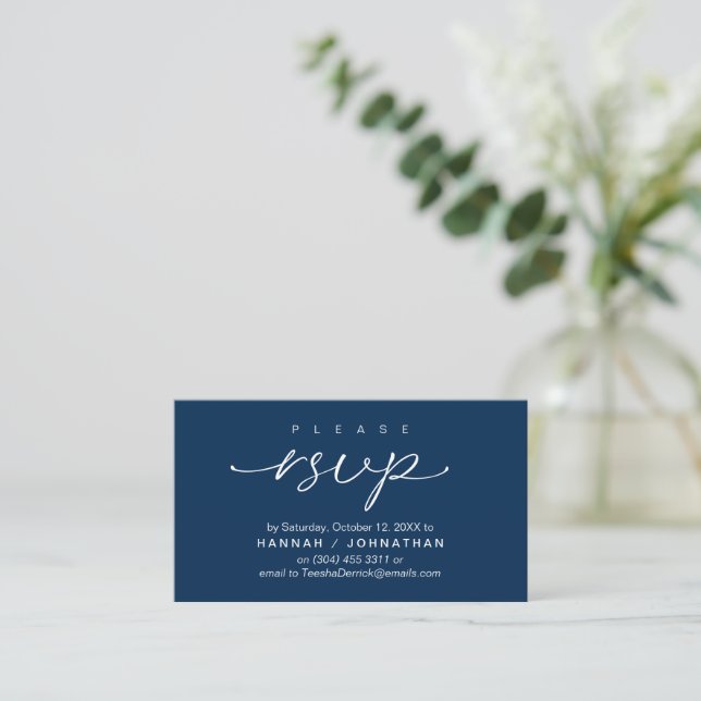 Wedding RSVP via Phone or email respond Enclosure Card (Standing Front)