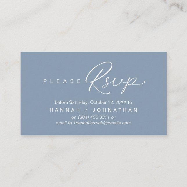 Wedding RSVP via Phone or email respond Enclosure Card (Front)