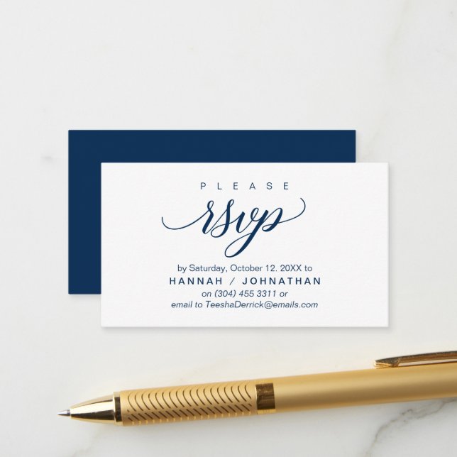 Wedding RSVP via Phone or email respond Enclosure Card (Front/Back In Situ)
