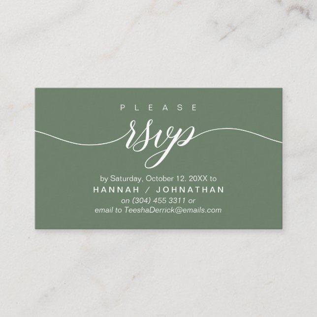 Wedding RSVP via Phone or email respond Enclosure Card (Front)