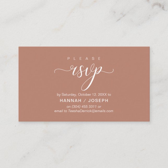 Wedding RSVP via Phone or email respond Enclosure Card (Front)