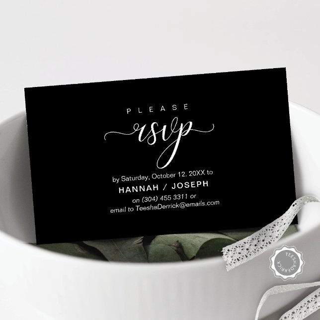 Wedding RSVP via Phone or email respond Enclosure Card (Wedding RSVP via Phone or email respond Enclosure Card)