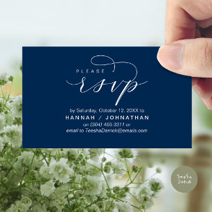 Wedding RSVP via Phone or email respond Enclosure Card